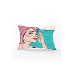 RealHomes Fashion Girl Dijital Baskılı Modern Dikdörtgen Yastık Kırlent Kılıfı, Rh-Dik-722-35x55