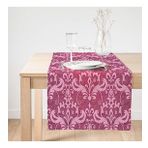 Realhomes Fuşya Zeminli Damask Motifler Modern Süet Runner