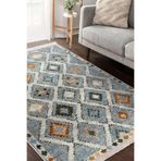 RealHomes Geleneksel Zemin Kilim Motifli Pers Desenli Eskitme Motifli Salon & Antre Kaymaz Taban Saçaklı Halı HaliDik-Deluxe-11304, 100 x 200