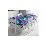 RealHomes Geometrik Mavi Pempe Flamingo Tasarımlı Dijital Baskılı Leke Tutmaz Masa Örtüsü-120x140 Cm, Masa-3389-140x140cm