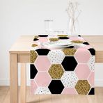Realhomes Geometrik Petek Desenli Altın Detaylı Modern Özel Tasarım Süet Runner