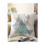 RealHomes Geyik Çizimli Modern Dijital Baskılı Çift Taraflı Raşel Örme Yastık Kılıfı, Sonil-K2445-43x43cm