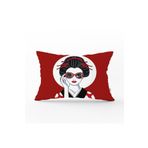 RealHomes Gözlüklü Cool Japon Kadın Desenli Dikdörtgen Yastık Kılıfı