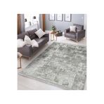 RealHomes Gri Antrasit Zeminde Eskitme Motifli Antika Desenli Eskitme Motifli Vintage Salon & Saçaklı Halı HaliDik-Deluxe-12058, 80 x 100