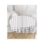 RealHomes Gri Ekose Tasarımlı Dijital Baskılı Yuvarlak Masa Örtüsü Çap 140cm, MasaYuv-Real226-140x140cm