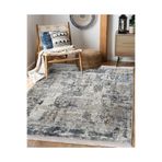 RealHomes Gri - Füme Zeminde Eskitme Motifli Duvar Desenli Eskitme Motifli Vintage Oturma Odası Saçaklı Halı HaliDik-Deluxe-11872, 80 x 400