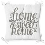 RealHomes Gri Home Sweet Home Modern Baskılı Pofidik Sandalye Minderi