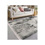RealHomes Gri - Siyah Zeminde Rustik Motifli Antika Desenli Vintage Koridor & Antre Salon & Saçaklı Halı HaliDik-Deluxe-11987, 100 x 150