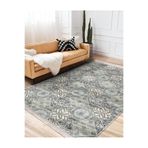 RealHomes Gri Zeminde Art Deco Motifli Antika Desenli Geometrik Oturma Odası Koridor & Antre Saçaklı Halı HaliDik-Deluxe-11956, 60 x 120