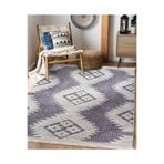 RealHomes Gri Zeminde Baklava Motifli Kilim Desenli Bohem Sade & Şık Koridor & Kaymaz Taban Saçaklı Halı HaliDik-Deluxe-11008, 80 x 200