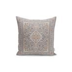 RealHomes Gri Zeminde Kilim Motifli Uşak Desenli Dijital Baskılı Yastık Kırlent Kılıfı