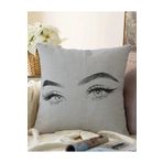 RealHomes Gri Zeminde Kirpik Motifli Çift Taraflı Özel Tasarım Raşel Örme Yastık Kılıfı, Sonil-K5096gri-ayna-43x43cm