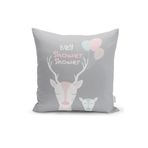 RealHomes Gri Zeminli Unicorn Baby Shower Desenli Çocuk Odası Yastık Kılıfı