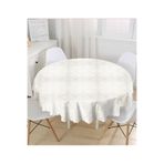 RealHomes Gümüş Renk Damask Desenli Modern Yuvarlak Masa Örtüsü - Çap 140cm, MasaYuv-damask-140x140cm