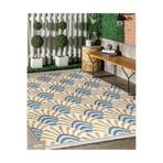 RealHomes Hardal Mavi Zeminde Patchwork Motifli Kilim Desenli Geometrik Mutfak Banyo Kaymaz Taban Saçaklı Halı HaliDik-Deluxe-11944, 80 x 120