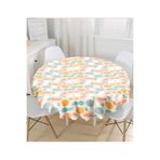 RealHomes Hardal Zemin Üzerinde Onedraw Çizimli Oval Desenler Yuvarlak Masa Örtüsü - Çap 140cm, MasaYuv-7386-140x140cm