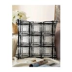 RealHomes Izgara Zeminde Gri Tonlama Dijital Baskılı Çift Taraflı Özel Tasarım Raşel Örme Kırlent Kılıfı, Sonil-K5264-43x43cm