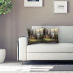 RealHomes K04 Dağ Evi Manzaralı Dijital Baskılı Modern Kırlent Kılıfı