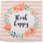 Realhomes K2086 Çiçek Motifli Think Happy Baskılı Yastık Kırlent Kılıfı