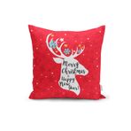 RealHomes K3055 Merry Christmas Geyik Desenli Dekoratif Kırlent Kılıfı