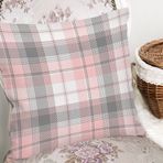 RealHomes K3081 Pembe Gri Ekose Desenli Dekoratif Kırlent Kılıfı