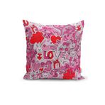 RealHomes K3219 Pembe Zeminli Love You Temalı Modern Kırlent Kılıfı
