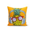 RealHomes K3271 Turuncu Zeminde Summer Ananas Tasarımlı Kırlent Kılıfı