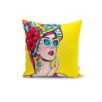 RealHomes K3292 Sarı Zeminli Summer Popart Tasarımlı Dekoratif Kırlent Kılıfı
