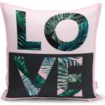 RealHomes K3304 Love Yaprak Detaylı Özel Tasarım Kırlent Kılıfı
