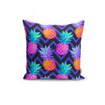 RealHomes K3324 Mavi Zigzag Zeminli Ananas Desenli Dekoratif Kırlent Kılıfı