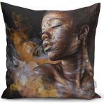 RealHomes K3338 African Woman Etnik Desenli Dijital Baskılı Kırlent Kılıfı