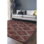 RealHomes Kahverengi Zemin Kilim Motifli Anadolu Desenli Avangarde Geometrik Salon & Antre Kaymaz Saçaklı Halı HaliDik-Deluxe-11164, 100 x 200