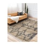 RealHomes Kahverengi Zemin Kilim Motifli Dokuma Desenli Etnik Motifler Vintage Salon Kaymaz Taban Saçaklı Halı HaliDik-Deluxe-11603, 60 x 120