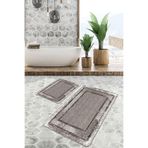 RealHomes Kahverengi Zeminde Çerçeveli Motifli Eskitme Desenli Klasik Eskitme Motifli 2'li Banyo Paspas Takımı, PaspasTakimi-2li-Set856