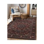 RealHomes Kahverengi Zeminde Kilim Motifli Etnik Desenli Etnik Motifler Vintage Kaymaz Taban Saçaklı Halı HaliDik-Deluxe-11969, 80 x 300