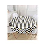 RealHomes Kar Tanesi Zigzag Desenli Dijital Baskılı Yuvarlak Masa Örtüsü - Çap 140cm, MasaYuv-2428-140x140cm