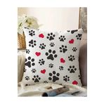 RealHomes Köpek Ayak Izi Desenli Dijital Baskılı Modern Çift Taraflı Raşel Örme Yastık Kırlent Kılıfı, Sonil-K-5673-55x55cm