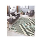 RealHomes Krem Füme Zemin Geometrik Motifli Kanvas Desenli Geometrik Koridor & Antre Kaymaz Taban Saçaklı Halı HaliDik-Deluxe-11914, 80 x 100