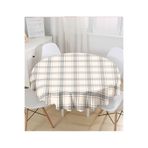 RealHomes Krem Renkte Ekose Desenli Yuvarlak Masa Örtüsü - Çap 140cm, MasaYuv-3088-140x140cm