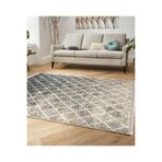 RealHomes Krem Zemin Baklava Motifli Eskitme Desenli Geometrik Eskitme Motifli Ofis Kaymaz Taban Saçaklı Halı HaliDik-Deluxe-11358, 80 x 120