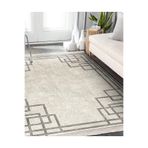 RealHomes Krem Zeminde Kilim Motifli Çerçeve Desenli Geometrik Salon & Oturma Odası Yatak Odası Saçaklı Halı HaliDik-Deluxe-11894, 160 x 230