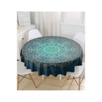 RealHomes Lacivet Desenli Gold Mandla Motifli Yuvarlak Masa Örtüsü - Çap 140cm, MasaYuv-5140-140x140cm