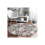 RealHomes Leopar Ikat Desenli Modern Kahverengi Salon Ve Oturma Odası Yıkanabilir Kaymaz Tabanlı Yuvarlak Halı HaliYuv-Comfort-5283, 120 x 120