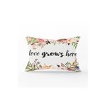 RealHomes Love Grows Here Yazılı Dijital Baskılı Modern Dikdörtgen Yastık Kılıfı