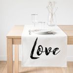 Realhomes Love Yazı Desenli Dijital Baskılı Dekoratif Süet Runner