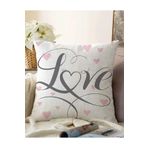 RealHomes Love Yazılı Kalp Puanlı Motifli Çift Taraflı Dekoratif Raşel Örme Yastık Kırlent Kılıfı, Sonil-K2378-43x43cm