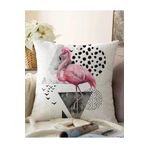 RealHomes Martı Desenli Flamingo Temalı Dijital Baskılı Çift Taraflı Raşel Örme Yastık Kırlent Kılıfı, Sonil-K2466-43x43cm