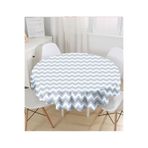 RealHomes Mavi Gri Zigzag Desenli Dijital Baskılı Yuvarlak Masa Örtüsü - Çap 140cm, MasaYuv-2177-140x140cm