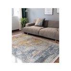 RealHomes Mavi Krem Zeminde Antik Motifli El Dokuma Desenli Eskitme Motifli Modern Yatak Odası Saçaklı Halı HaliDik-Deluxe-11973, 160 x 230