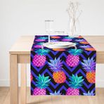 Realhomes Mavi Zigzag Zeminli Ananas Desenli Dekoratif Süet Runner